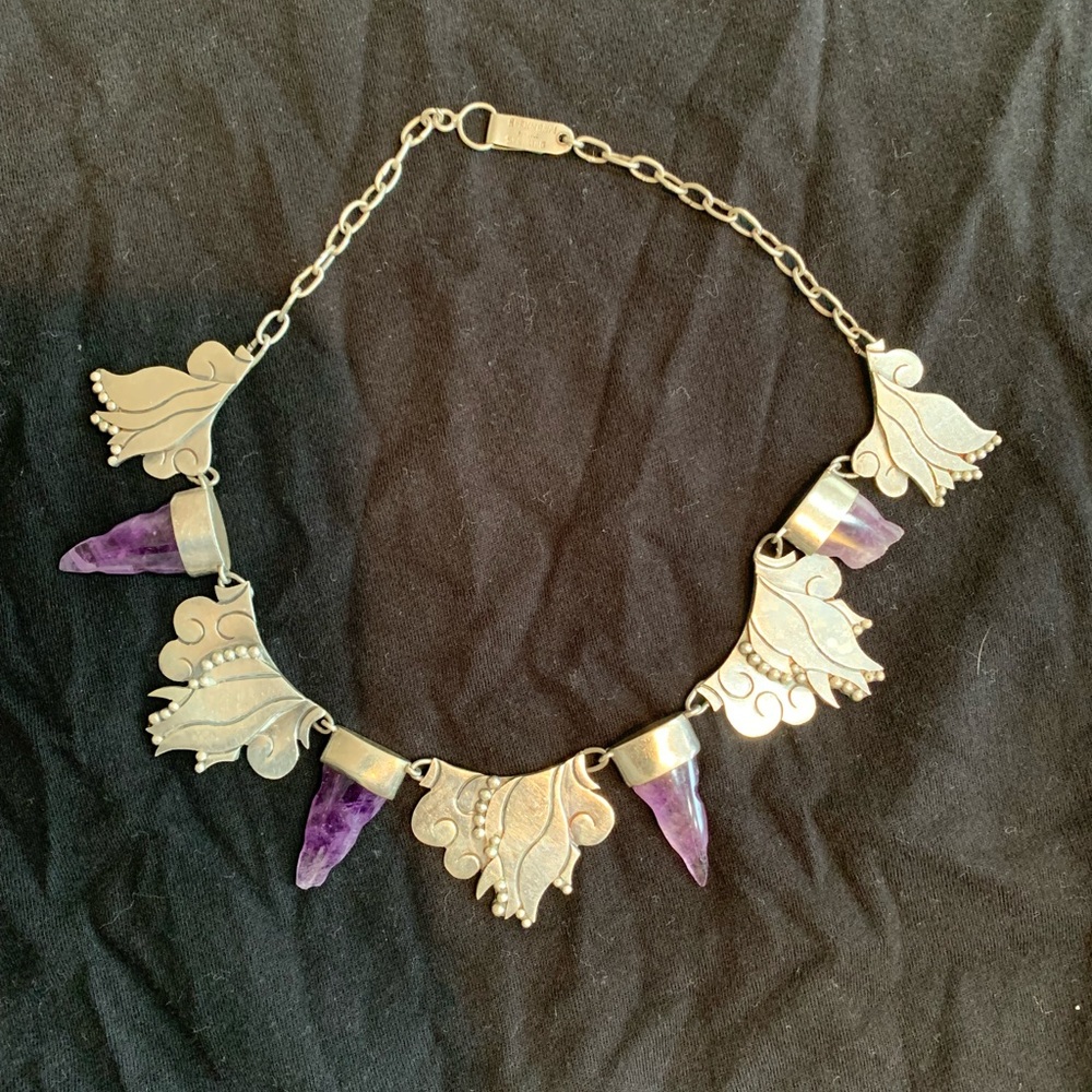 Carmen Beckmann Amethyst and Sterling Necklace
